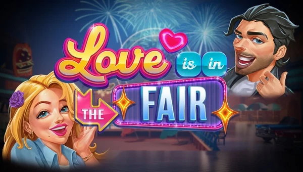 A romantic and whimsical fairground at night